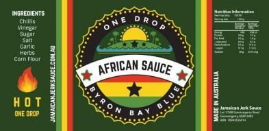 Jamaican Jerk Sauce African Chilli Sauce Label Byron Bay Graphic Designs